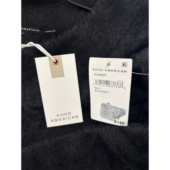 NWT Good American Off the Shoulder Sweater knit Black Size X small - Picture 3 of 6